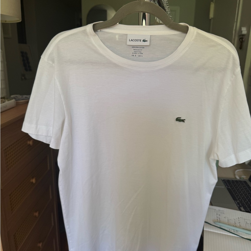 Lacoste White Tee with Green Logo